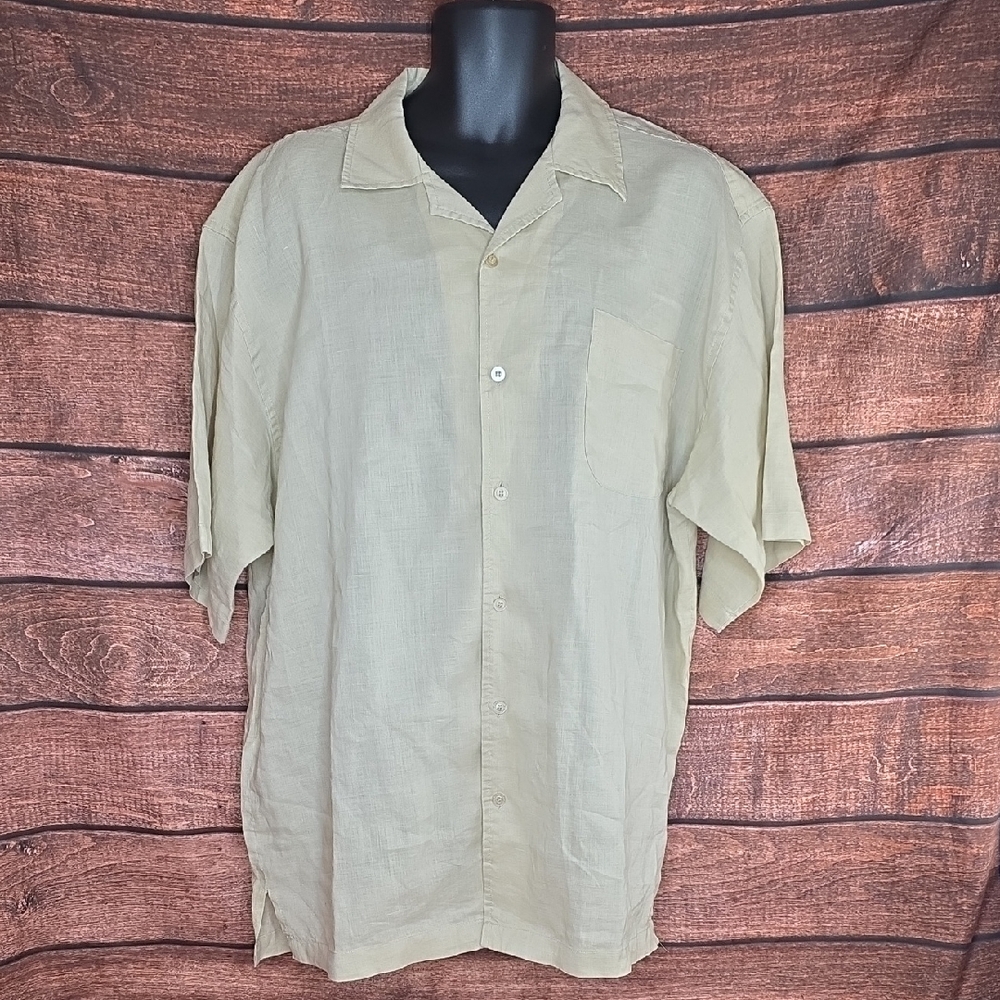 Godbody Collection Men's Beige Short Sleeve Linen Shirt Size XL AQ1293
